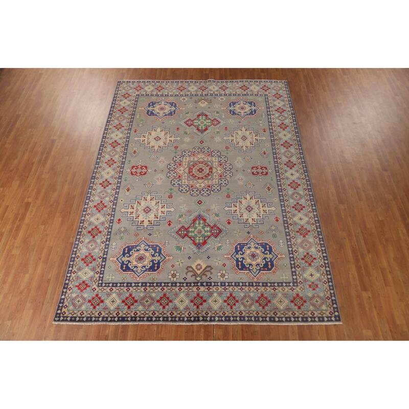 Kazak Area Rug Hand-Knotted Oriental Wool Carpet - 8'7"x 11'8"