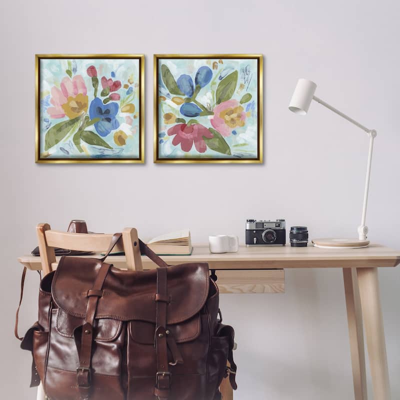 Stupell Eclectic Flower Bundles Framed Floater Canvas Wall Art Design By June Erica Vess (Set of 2)