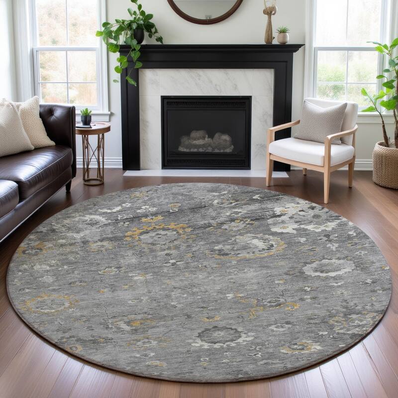 Premium Washable Super Soft Traditional Vintage Mayfield Rug - Gray - 8' x 8'