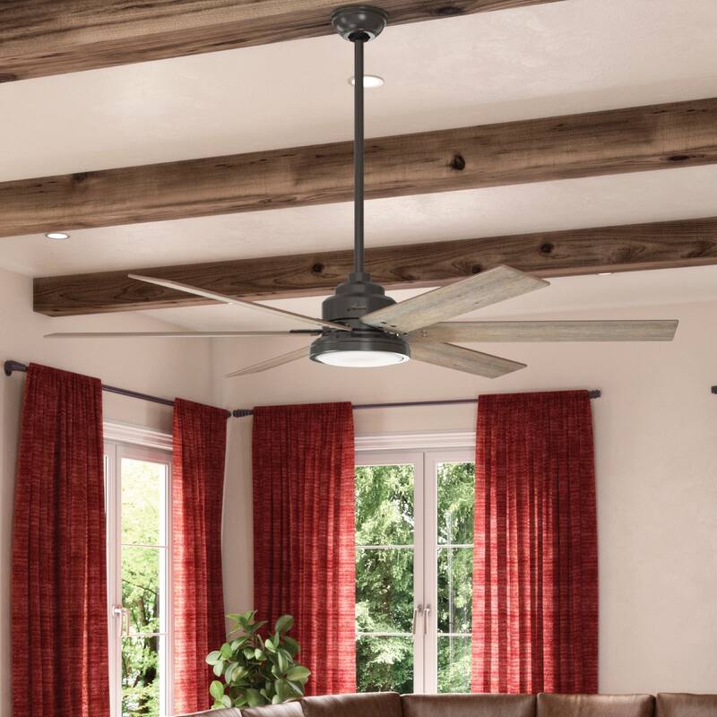 Hunter 70" Warrant Windmill Ceiling Fan with LED Light Kit and Wall Control - Farmhouse, Industrial, Contemporary - Noble Bronze