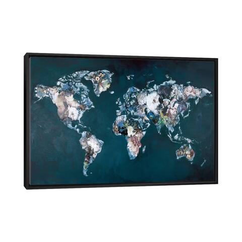 iCanvas "Haute Couture World Map" by Design Fabrikken Framed