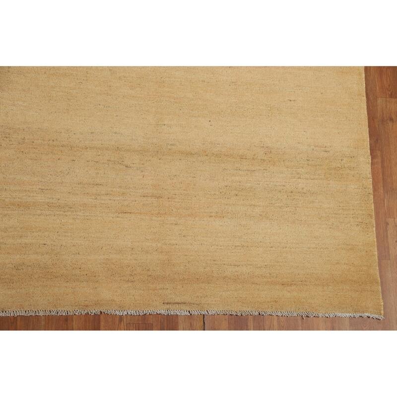 Modern Yellow Gabbeh Oriental Area Rug Handmade Wool Carpet - 8'11"x 13'9"