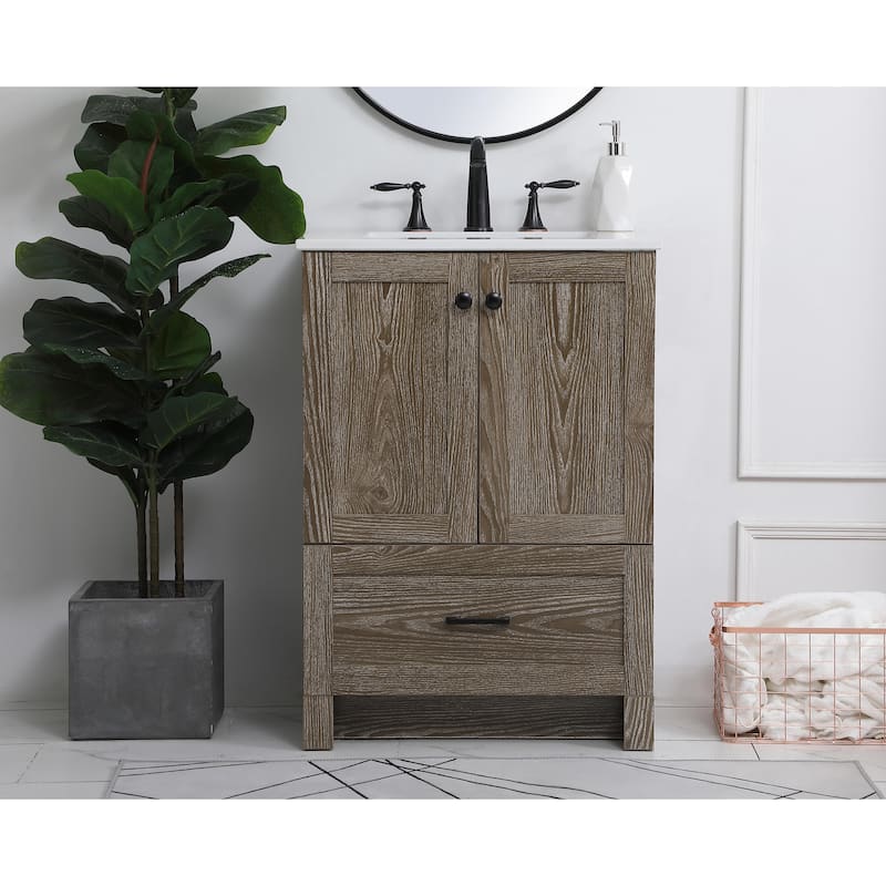 Fresco 18 - 30 Inch Single Bathroom Vanity - 24 Inches - Weathered Oak