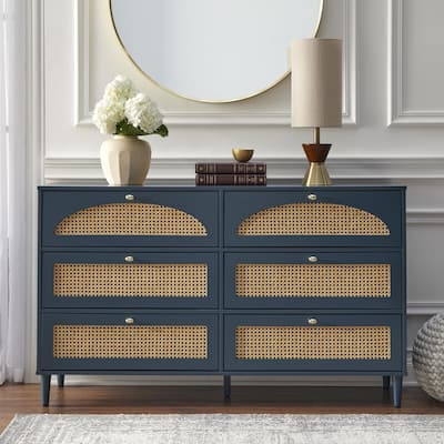 Lifestorey Taylor 6-Drawer Dresser with Natural Cane