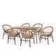 preview thumbnail 2 of 9, Marten Outdoor Outdoor Wicker and Acacia Wood 7 Piece Dining Set with Cushion by Christopher Knight Home