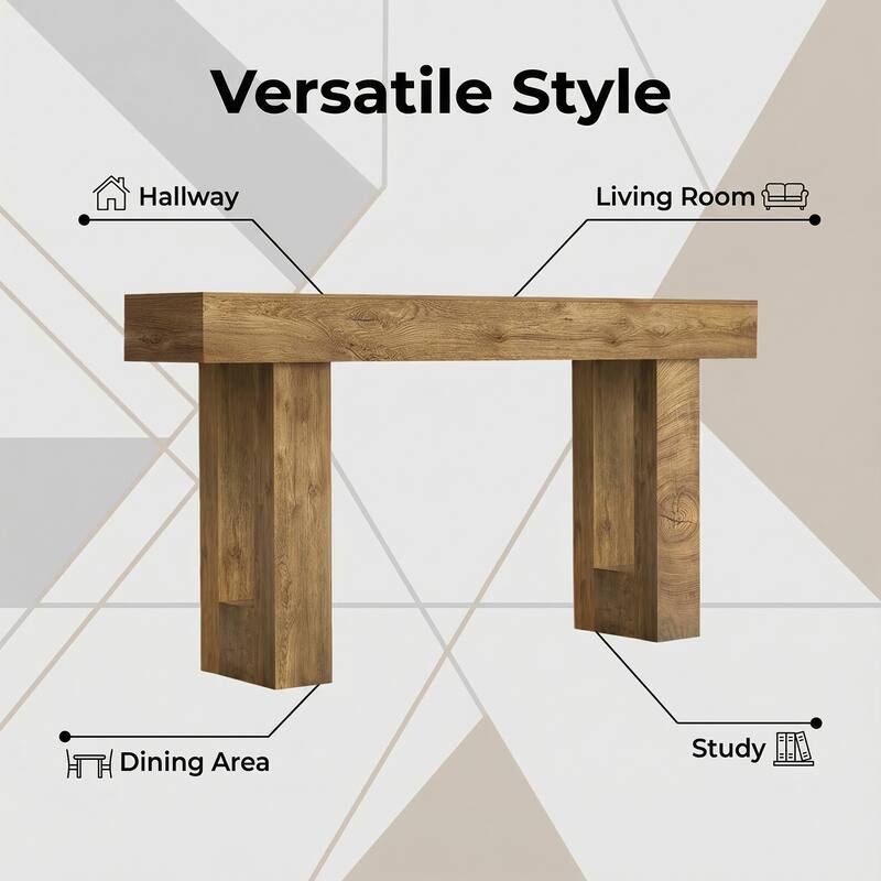 63 Inch Farmhouse Console Table, Rustic Entryway Table with Storage, Natural Wood Grain Sofa Table for Hallway & Living Room