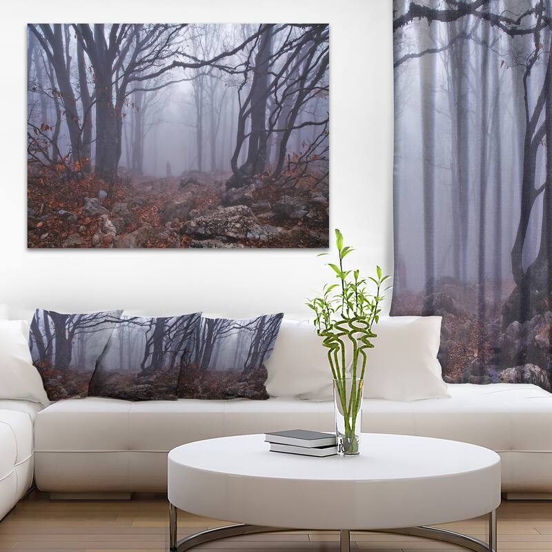 Dark Foggy Forest in Autumn - Landscape Photo Canvas Print - 40 in. wide x 30 in. high - 1 Panel