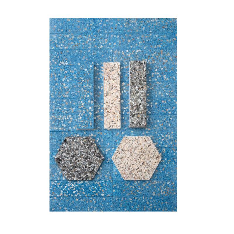 Amalfi 3x12 in. Glossy Shell, Terrazzo Elongated Subway Wall and Floor Tile (5 sq ft/case, 20-Pack)