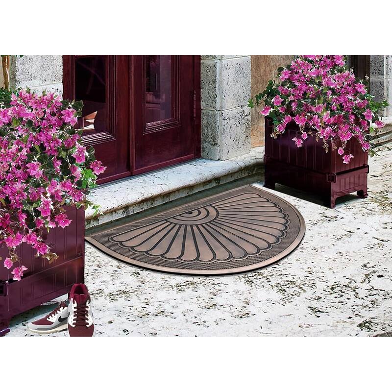 A1HC 100% Pure Rubber Front Door Mat 30”x48”, Non-Slip, Thin Profile Heavy Duty Doormat,Indoor Outdoor Sunburst Good Luck Design
