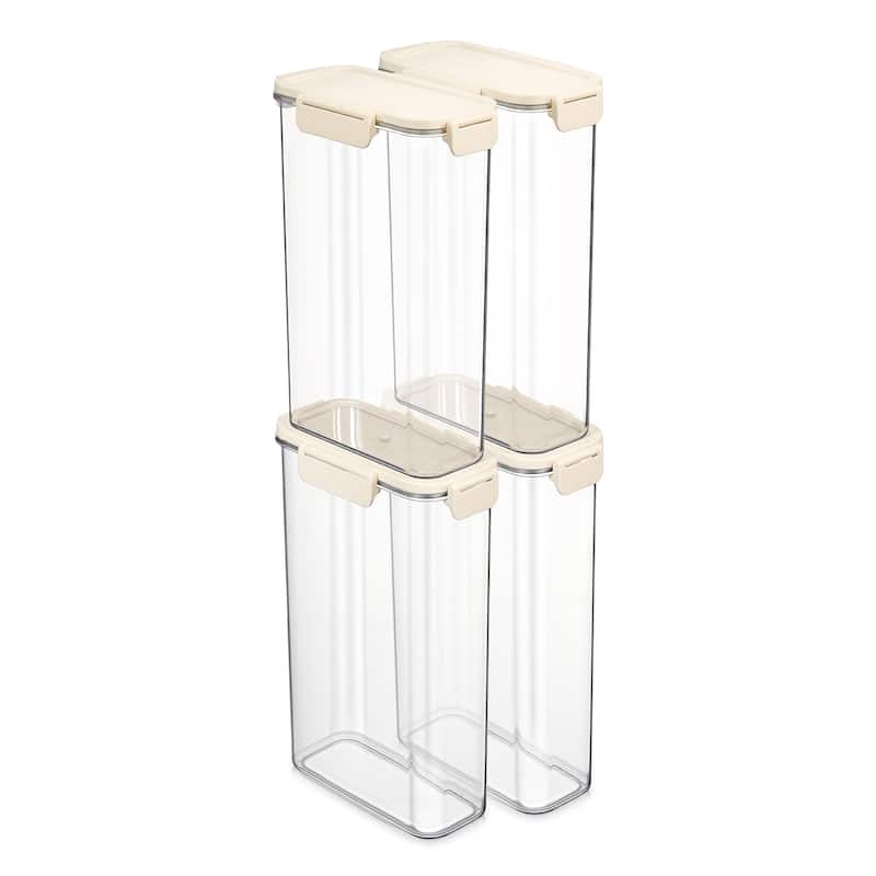 Sorbus Airtight Food Storage Container, Clear Stackable Canister for Pantry, Rice, Pasta, Cereal & Snacks - Tall Narrow - 4 Piece