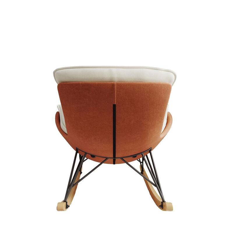 43.30 "W Modern Velvet Upholstered Sliding Rocking Chair with Removable Washable Seat Cushion