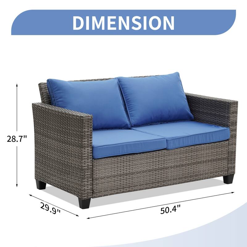 Outdoor Furniture Set AllWeather Wicker Patio Sofa for Conversations