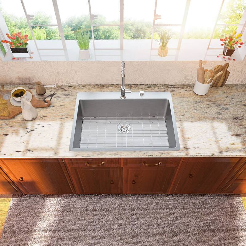 15/25 inch Topmount Drop-in Stainless Steel Single Bowl Kitchen Sink
