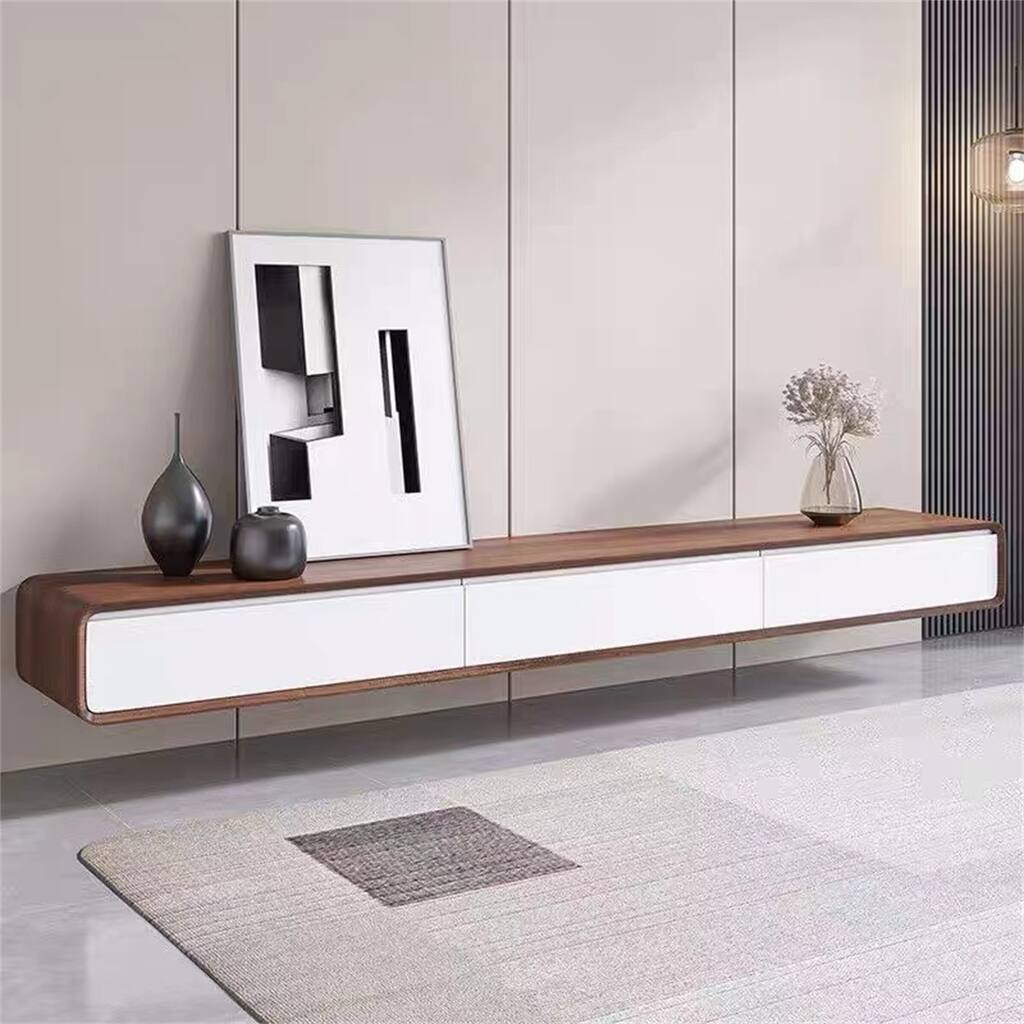 Modern Solid Wood Floating TV Stand W/3 Drawers