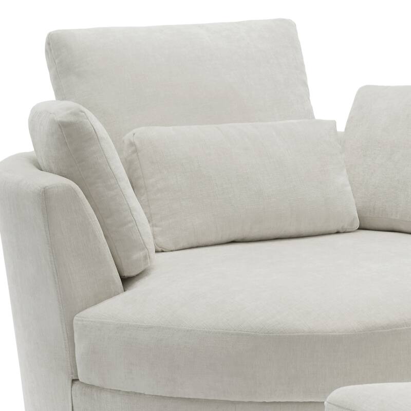 Oversized Upholstered Swivel Barrel Chairs with Storage Ottoman