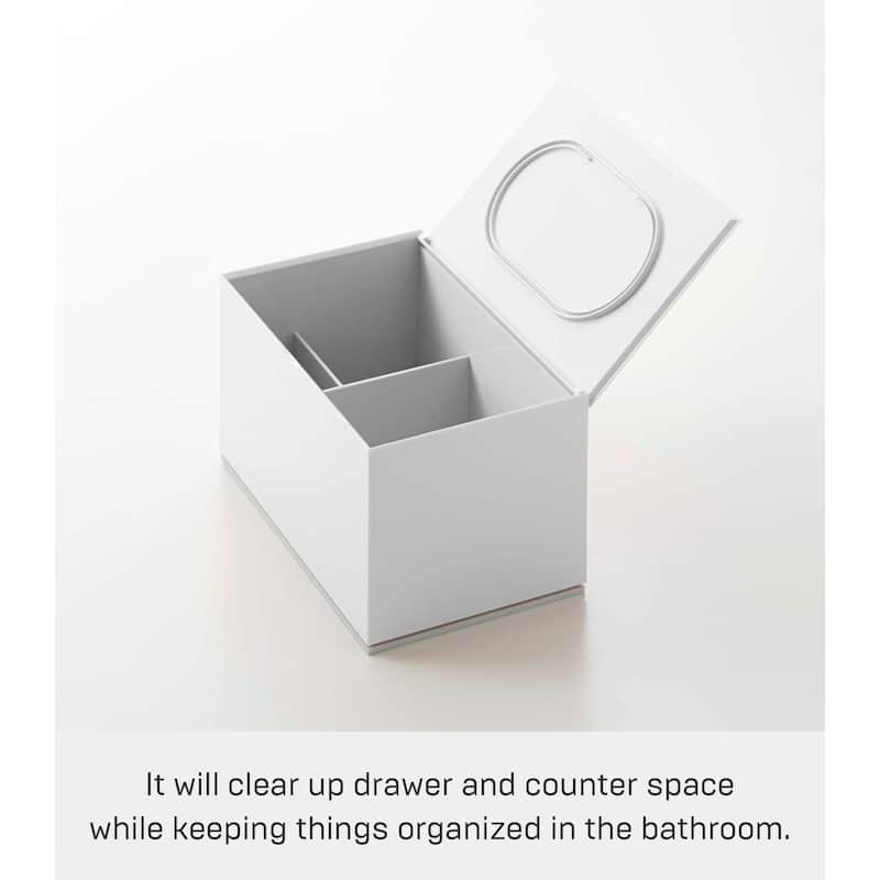 Yamazaki Home Skincare Organizer, ABS Plastic, Holds 2.2 lbs, Lid - L 3.94 x W 6.3 x H 3.54 inches