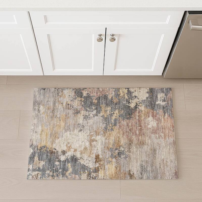 Machine Washable Indoor/ Outdoor Modern Contemporary Chantille Rug