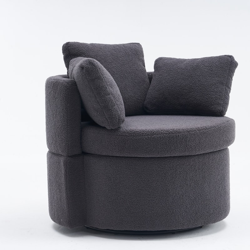 Modern Swivel Storage Chair With Back Cushion For Living Room