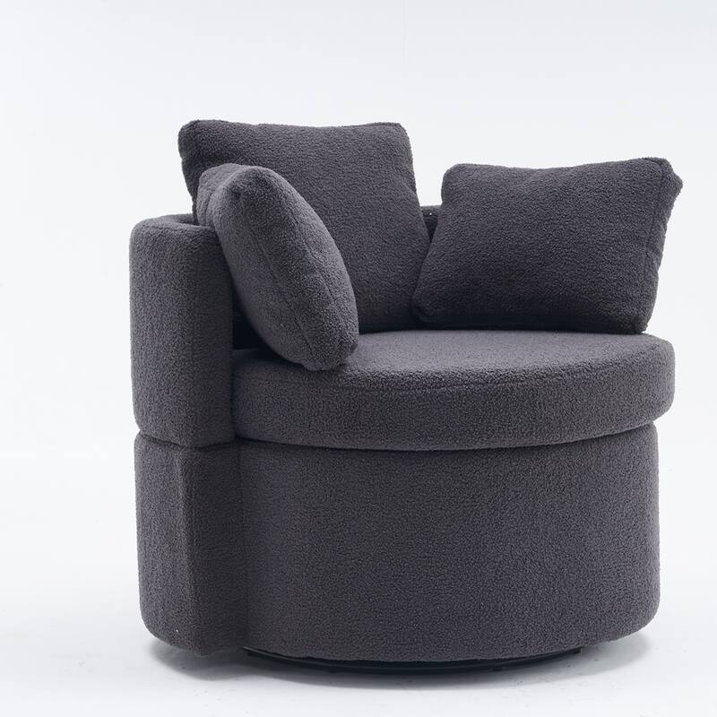 Swivel And Storage Chair With Back Cushion For Living Room