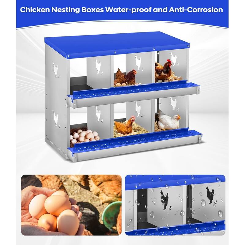 6 Compartment Nesting Box, Chicken Laying Box, Easy to Clean and Install