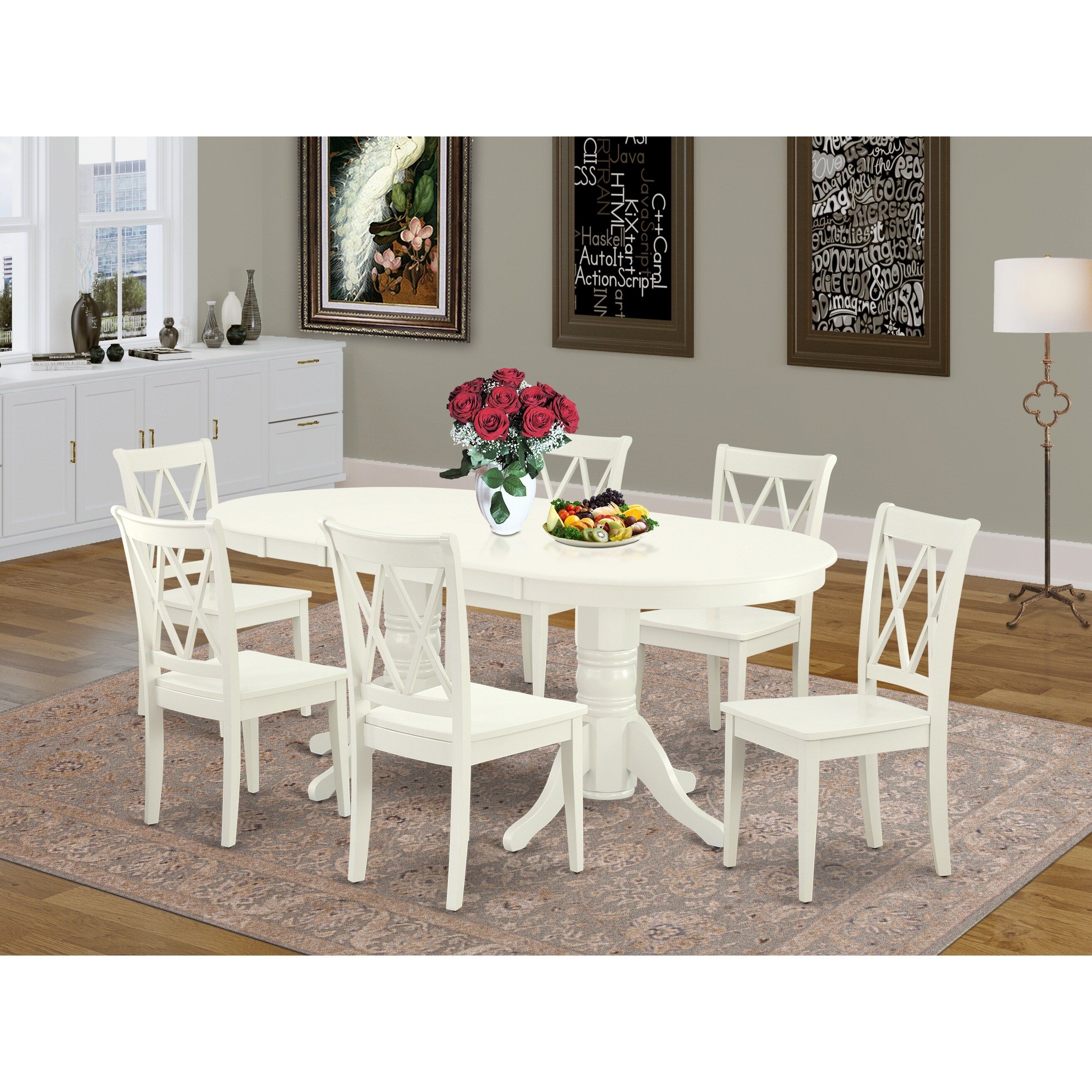 Oval 59 76 4 Inch Table And Wood Seat Kitchen Chairs In Linen White Finish
