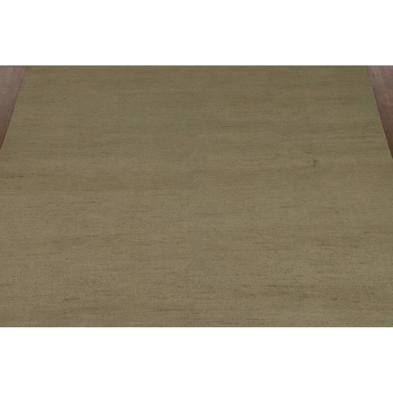 Sage Green Gabbeh Modern Area Rug Handmade Wool Carpet - 6'3" x 9'9"