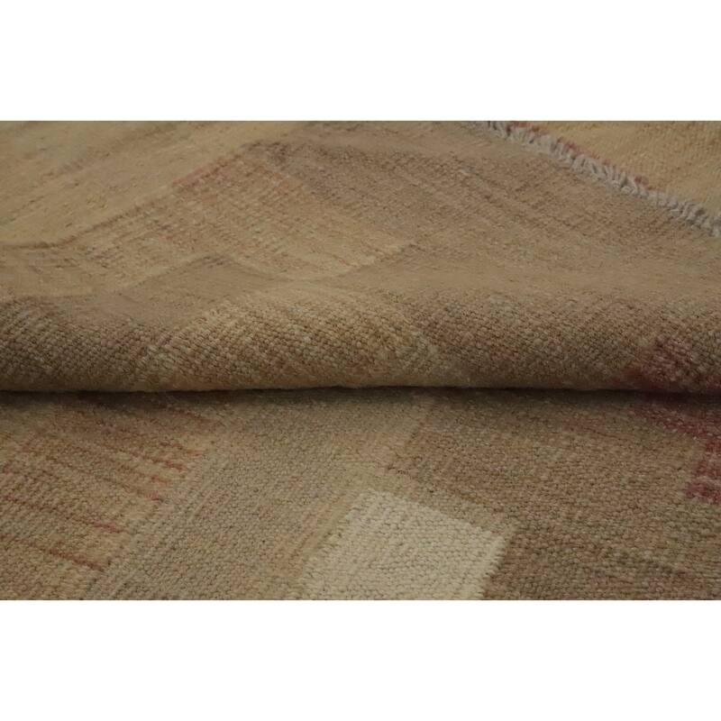 Hand Woven Oriental 100% Wool Carpet Southwestern Tribal Brown Kilim Area Rug - 9' 2'' X 6' 6''