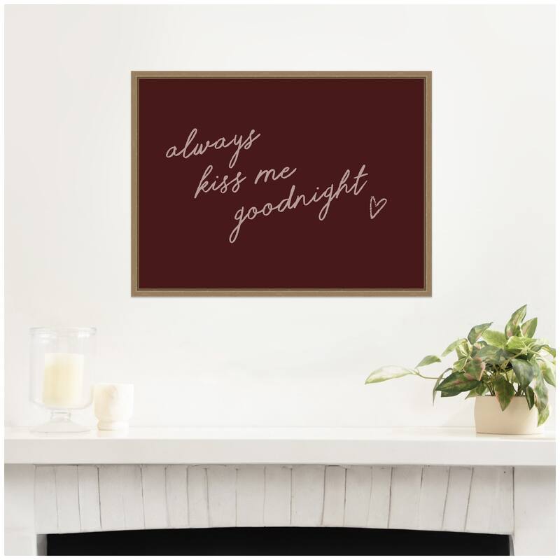 Kate and Laurel Always Kiss Me Goodnight by Lucky Guava Framed Canvas Wall Art Print