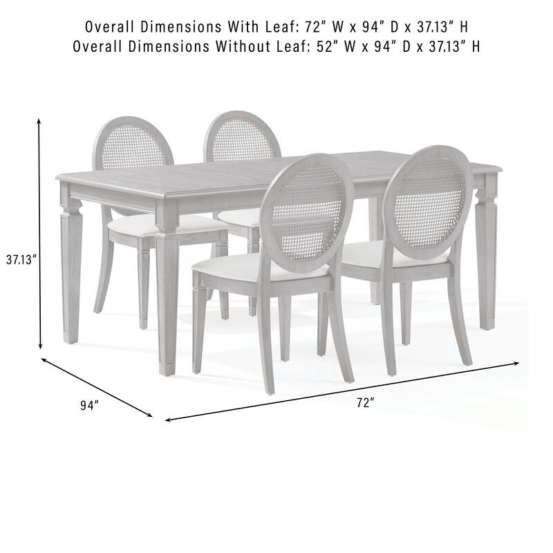 Katia 5Pc Dining Table Set For 4 Cane-Back Upholstered Chairs