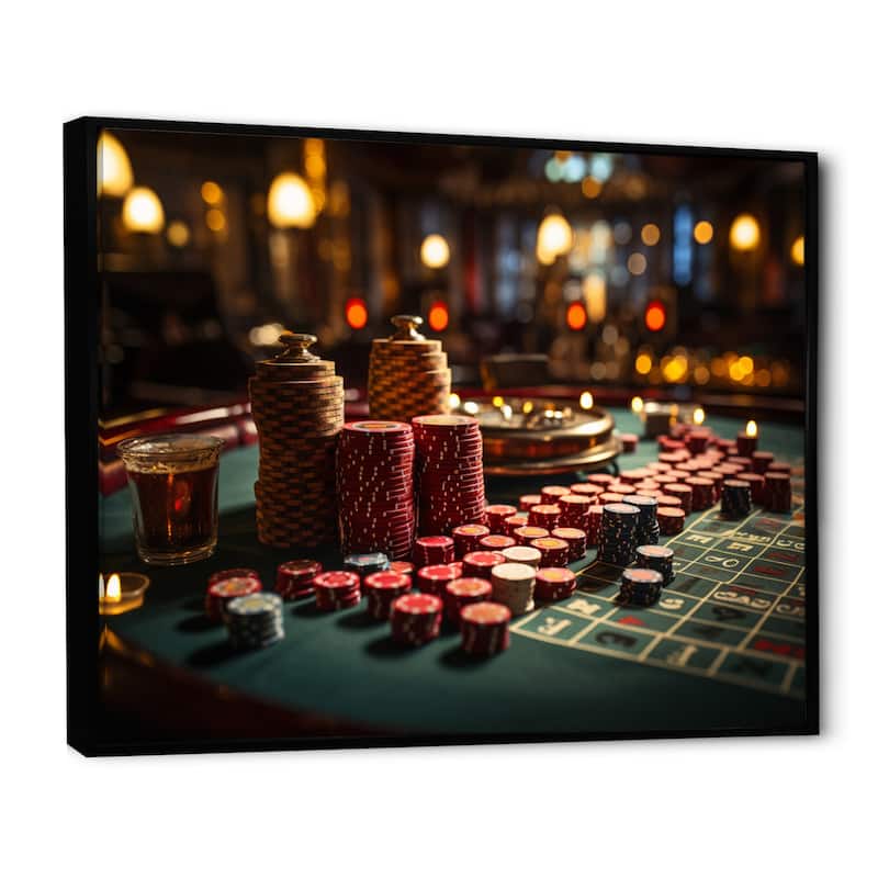 Designart "Casino Royale Blackjack I" Casino & Games Framed Wall Art Living Room