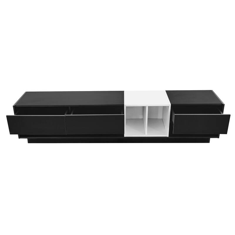 Two-Tone TV Stand with Storage, for TVs Up to 80", Black - 74.8" W × 15.7" D × 16.5" H