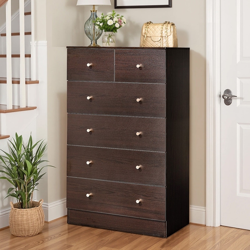 6-Drawer Large Dresser For Bedroom And Chest Of Drawers With Sturdy Construction Wood Storage Organizer For Closet