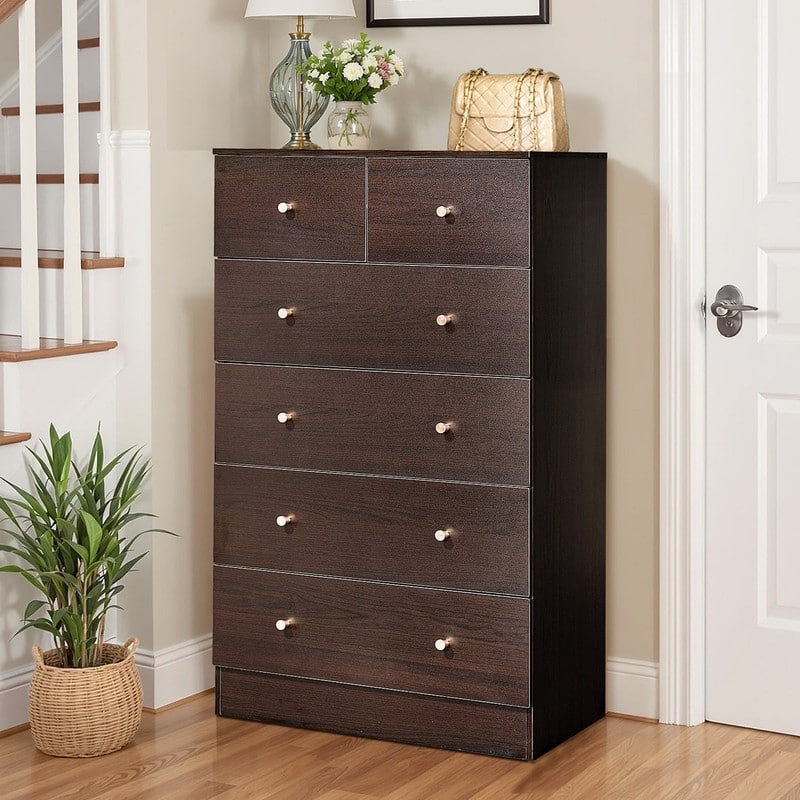 6-Drawer Large Dresser For Bedroom And Chest Of Drawers With Sturdy Construction Wood Storage Organizer For Closet