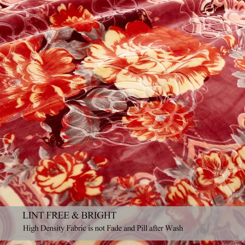 Korean-style 2-ply Printed Pattern Plush Mink Fleece Blanket