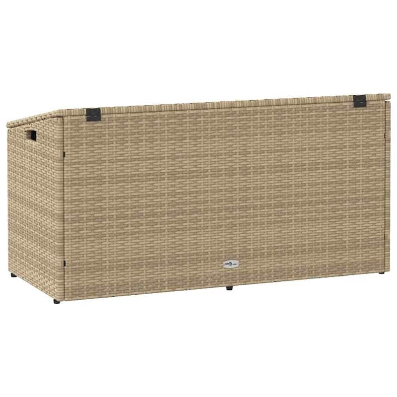 vidaXL Garden Storage Box Beige PE rattan, Powder-coated steel Medium - 19.7 x 43.3 x 22.8