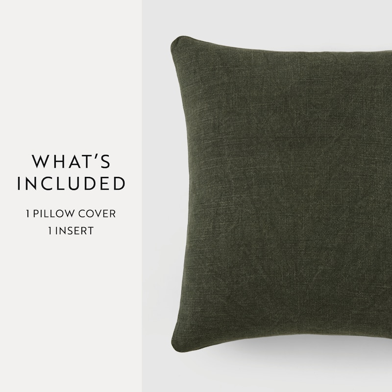 Washed and Distressed Cotton Decor Throw Pillow in Stone Washed