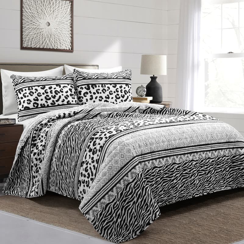 Lush Decor Animal Global Reversible 3 Piece Quilt Set