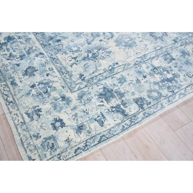 EXQUISITE RUGS Dorchester Hand-loomed Wool/Bamboo Silk Navy/Blue Area Rug.