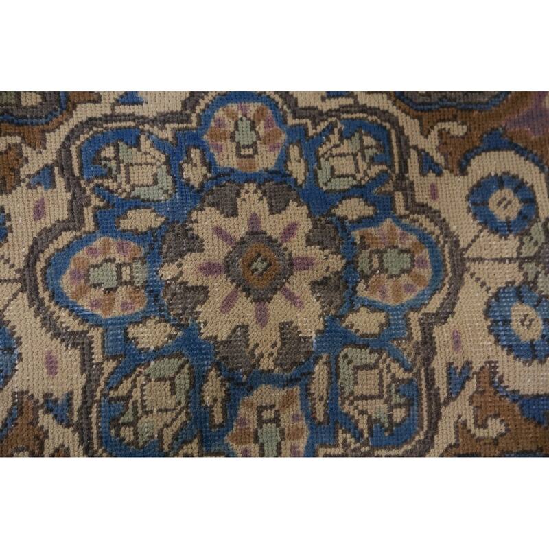 Geometric Tabriz Persian Area Rug Handmade Beige Wool Carpet - 7'8"x 11'3"
