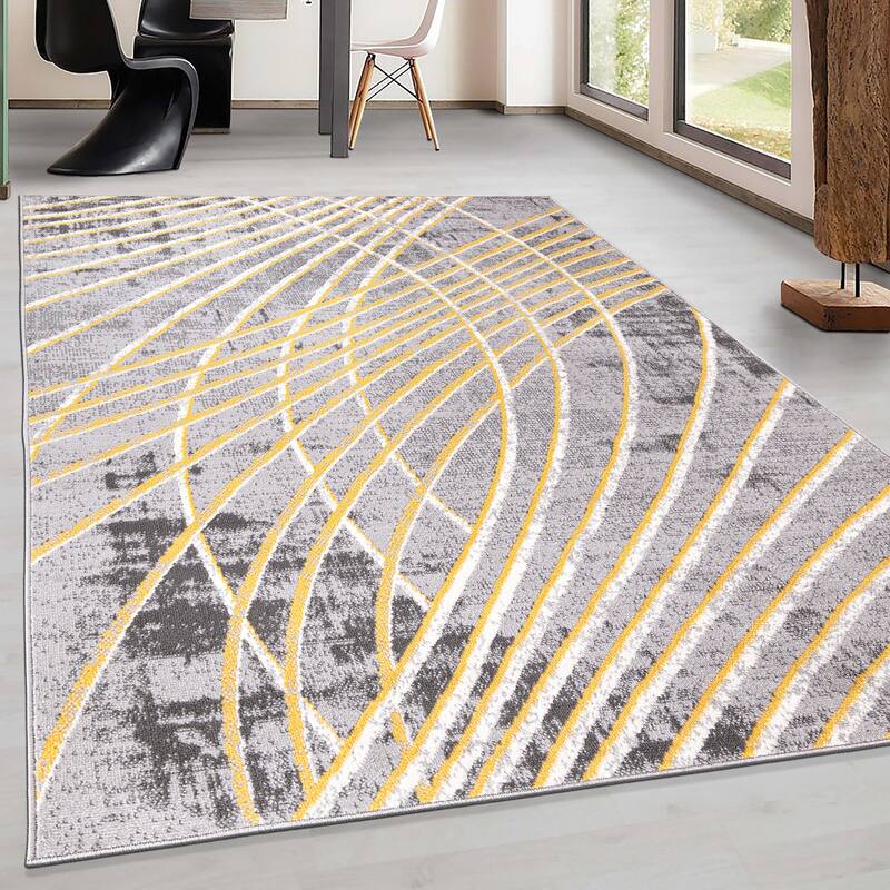 World Rug Gallery Modern Geometric Stripes Area Rug
