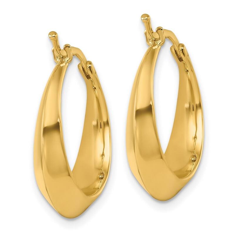 Curata 14k Yellow Gold 21.8x21.3mm Knife Edge Hoop Earrings