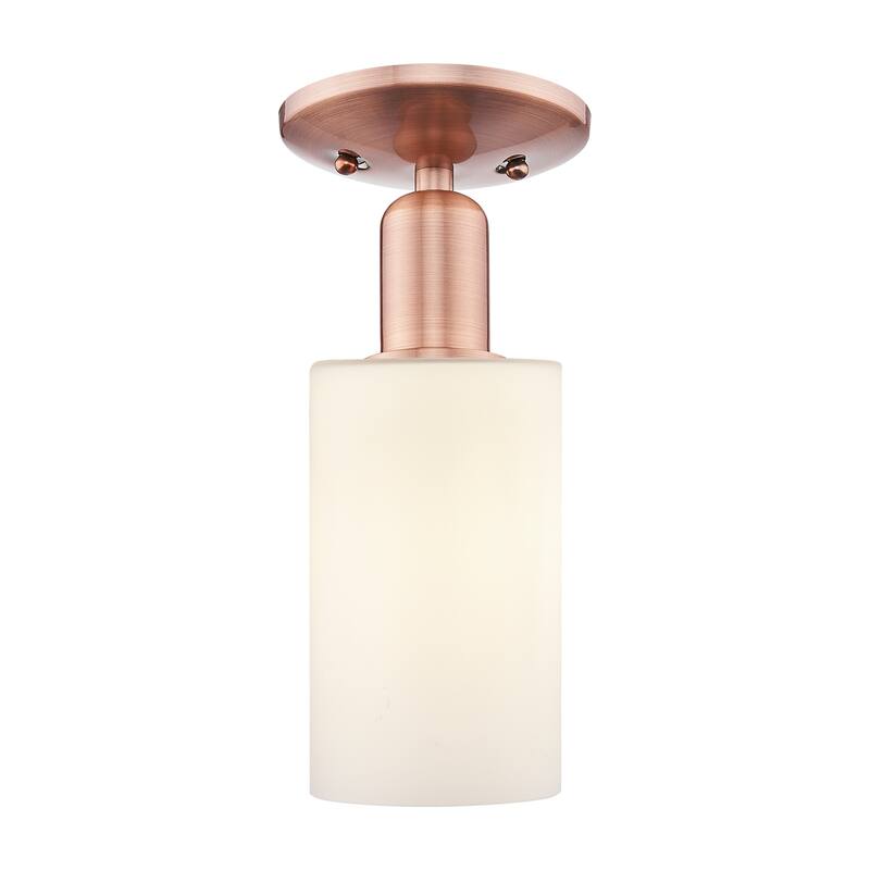 Innovations Lighting 716-1C-11-5 Clymer Semi-Flush Clymer 5" Wide - Antique Copper / Matte White