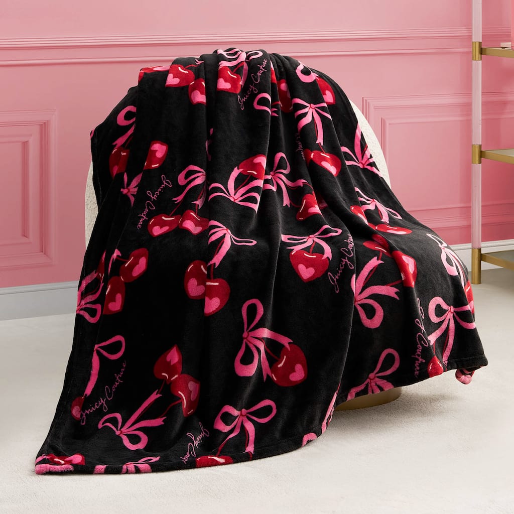 Juicy Couture Printed Plush Throw Blankets