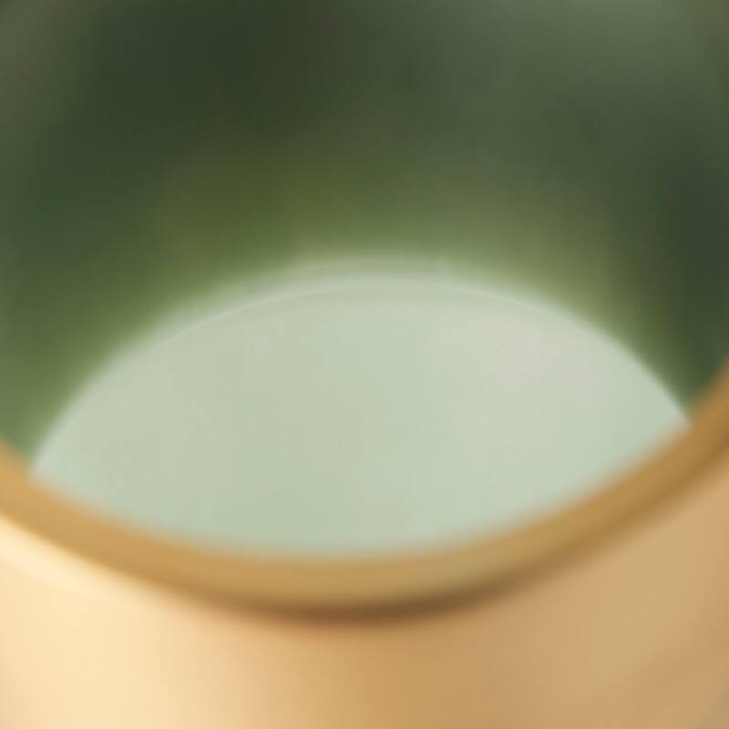 Minty Green Glass With Gold Metal Top Vase (12")