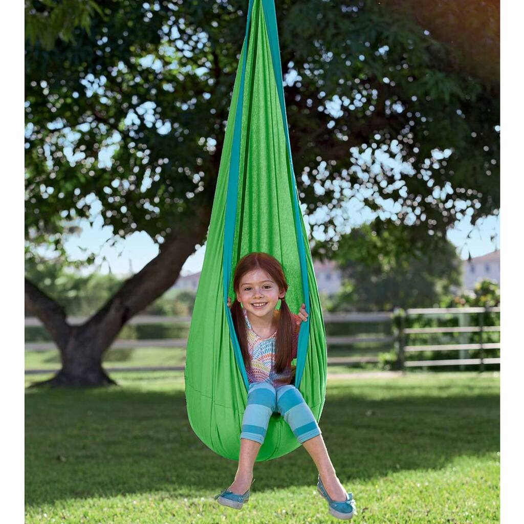 HearthSong HugglePod Indoor/Outdoor Canvas Hanging Chair - Green - One Size - One Size