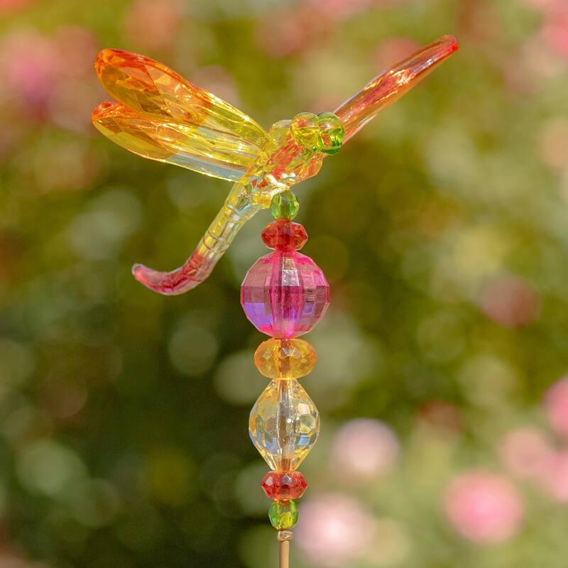 Set of 6 Acrylic Dragonfly Pot Stakes