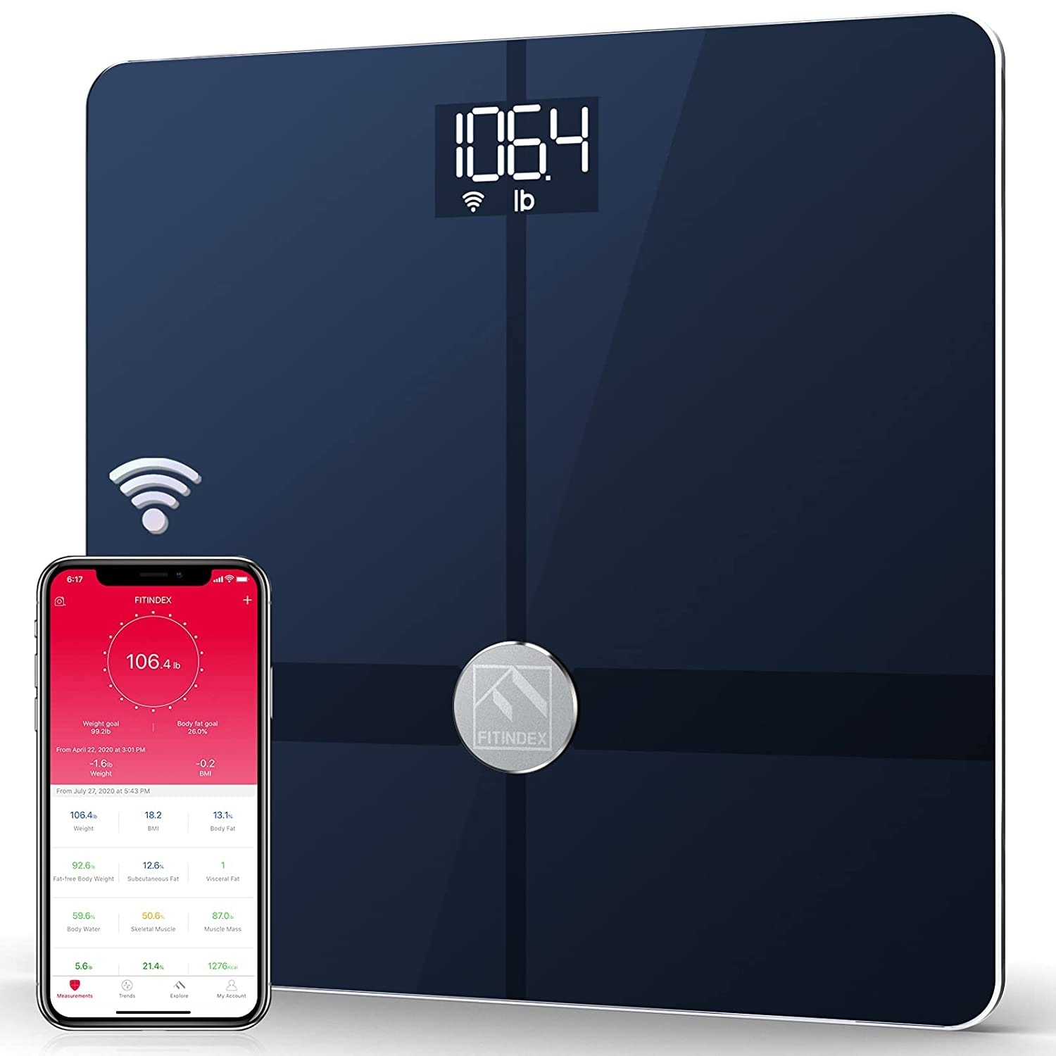 Weight Gurus WiFi Smart Connected Body Fat Scale w/ Large Digital
