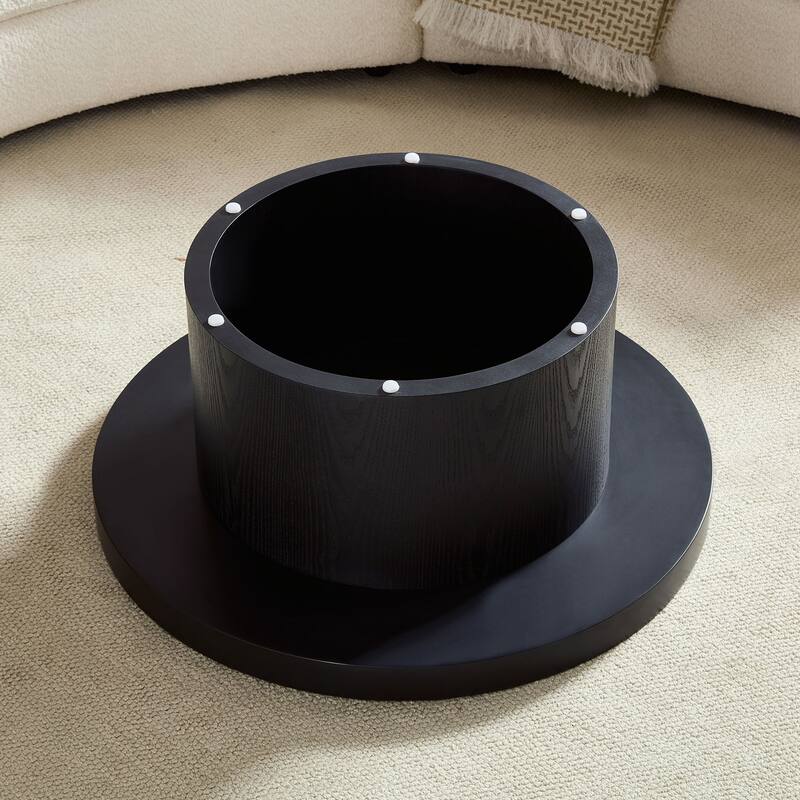Set of 2 Coffee Table,MDF Round Coffee Table Sintered Stone Tabletop for Living Room
