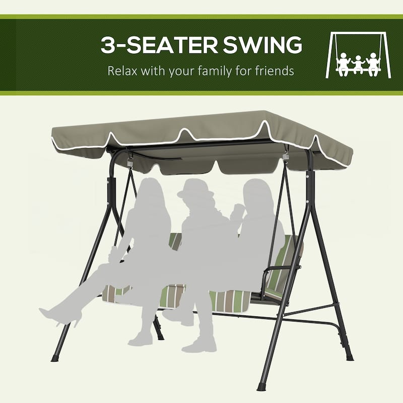 3-Seat Outdoor Patio Swing Chair with Removable Cushion