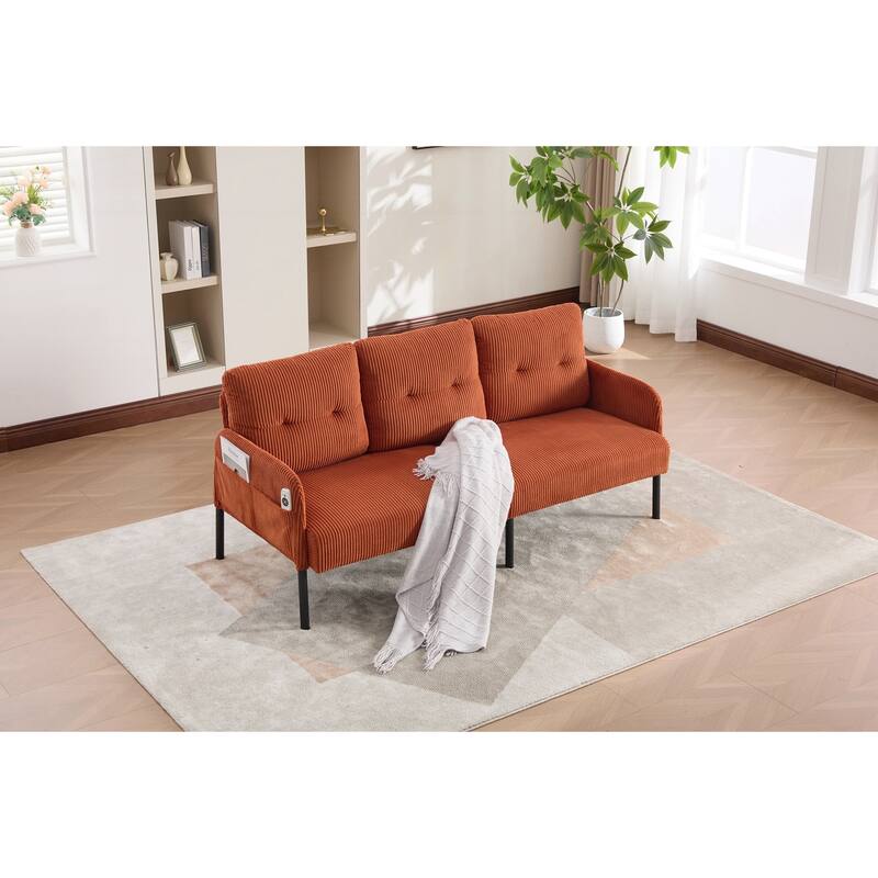 Oversized Loveseat, Modern & Plush Double-seater Sofa, Corduroy Upholstered Couch